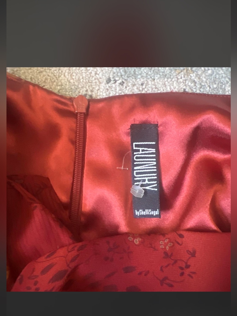 Women's Halter Dress Laundry By Shelli Segal Red Burnt Orange Maroon Floral Sz 6 - Picture 3 of 8